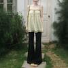 pleated floral suspenders women's summer gentle and sweet thin shoulder straps slim and thin top