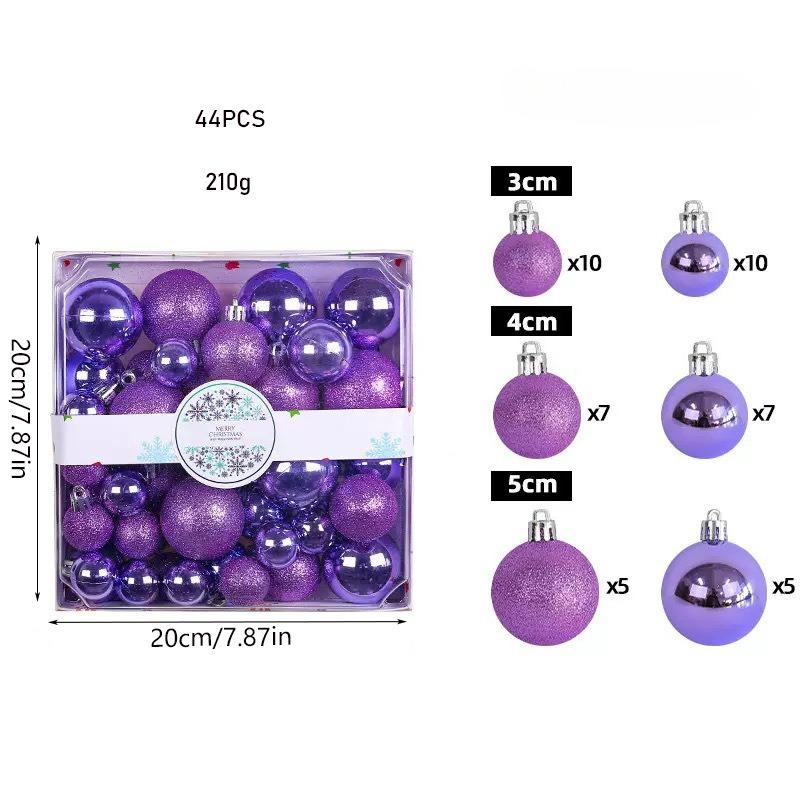 44 SZT. Wysokiej jakości Plastikowy Zestaw Kul Świątecznych 3cm 4cm 5cm 7 Kolorów Ozdoba Świąteczna Kula Zawieszki Świąteczne Dom