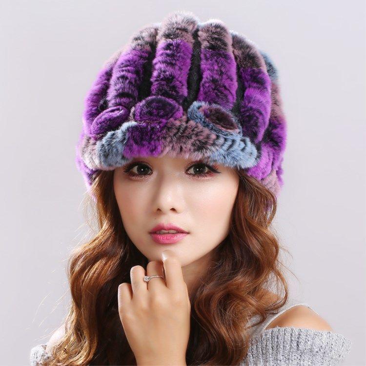 Fur Rabbit Fur Hat for Women Winter Middle-aged and Elderly Women Rex Rabbit Fur Thick Warm Duckbill Hat Ear Protection Mother Hat