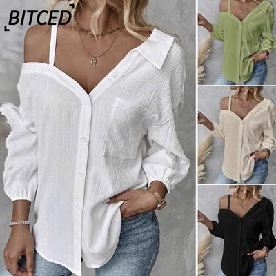 Women's Fashion Casual Solid Color Print Long Sleeve Blouses & Shirts International Design