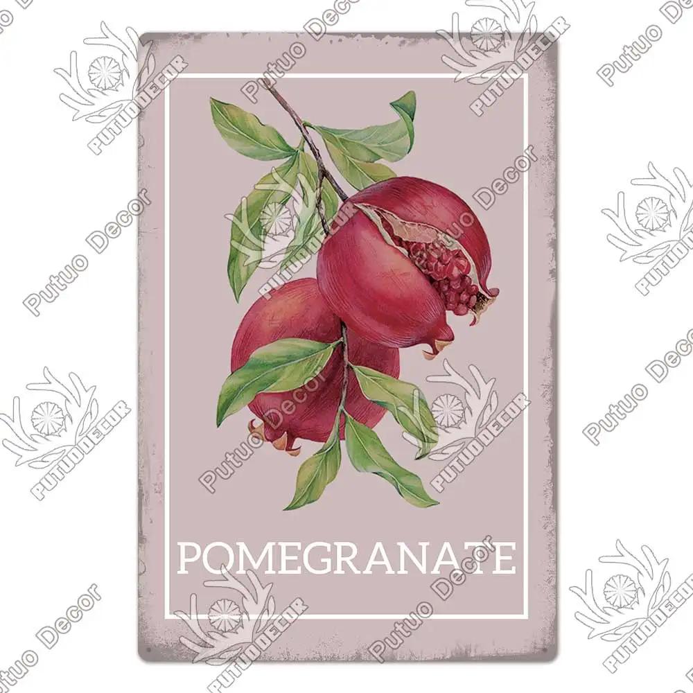 Putuo Decor Fruit Vintage Tin Sign Plaque Metal Plate Retro Wall Art Decoration Living Room Farm Garden Kitchen Iron Painting
