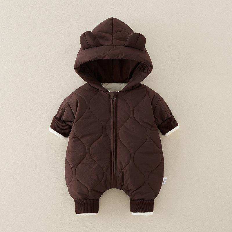Cozy Thickened Zippered Romper for Baby Boys & Girls | Loose Fit, Baby Boy Winter Clothes, Cozy Babywear
