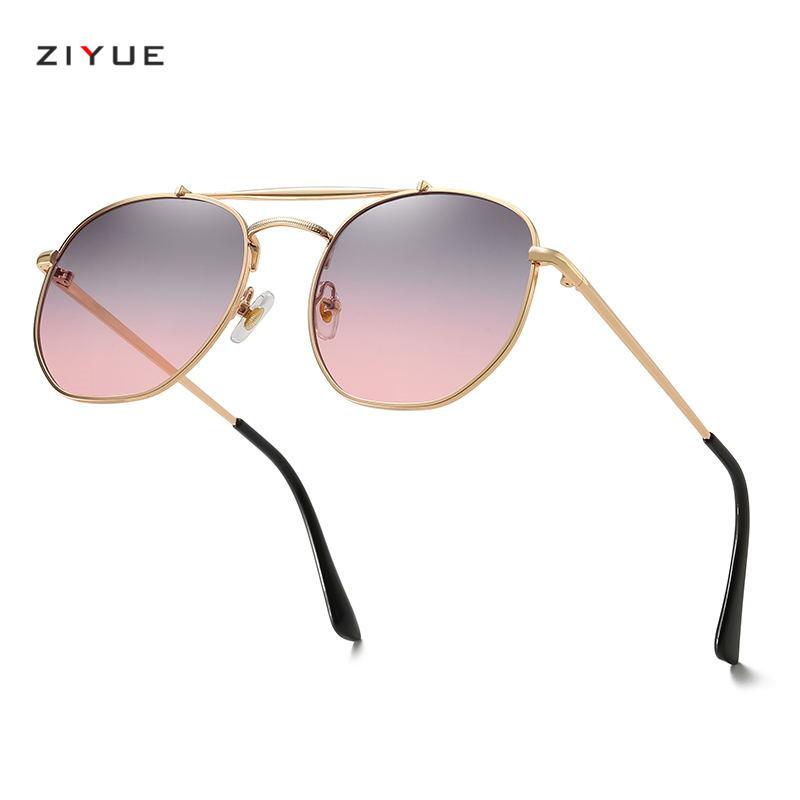 New metal double beam sunglasses, men's and women's sunglasses, European and American trend fashion sunglasses