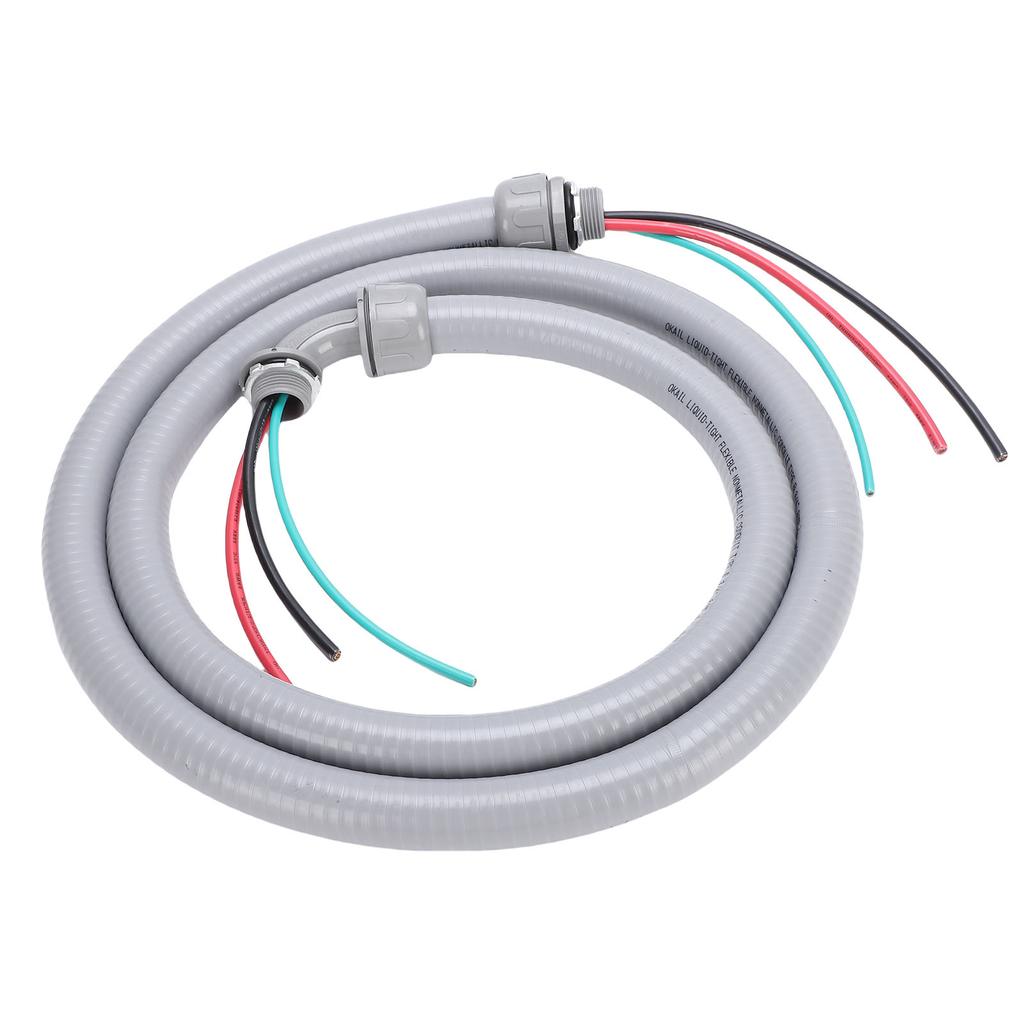 Power Whip Assembly 3 4inch 6ft Nonmetallic Liquid Tight Flexible Electrical Conduit with Wire for Small Split Air