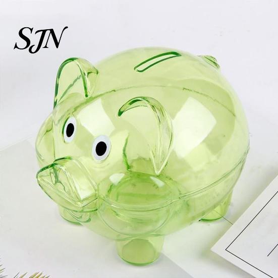 Kids Piggy Bank Unbreakable Plastic for Kids, Transparent Pig Shape Cash Coin Money Saving Jar Bank, Box Nursery Bedroom Decor Management
