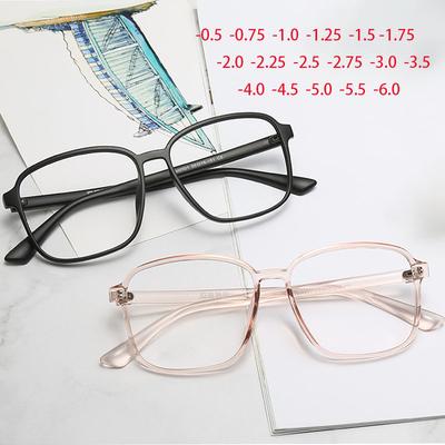 Großer quadratischer Rahmen Fertige Myopiebrille Anti-Blaulicht Brillen Dioptrien 0 -0,5 -0,75 -1,0 -2,0 -2,5 -3,0 Bis -6,0
