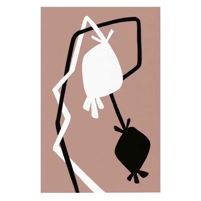 

Modernist Abstract Black and Beige Line Art Posters and Prints Canvas Printing Wall Picture for Living Room Home Decoration 21cm×30cm NoFrame