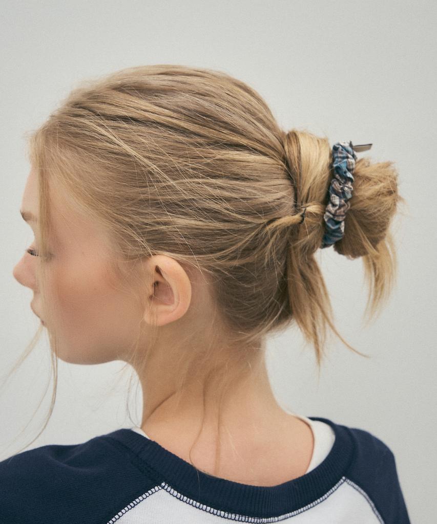 Citta Vintage Check Mini Donut Scrunchie_Cta933(Blue)