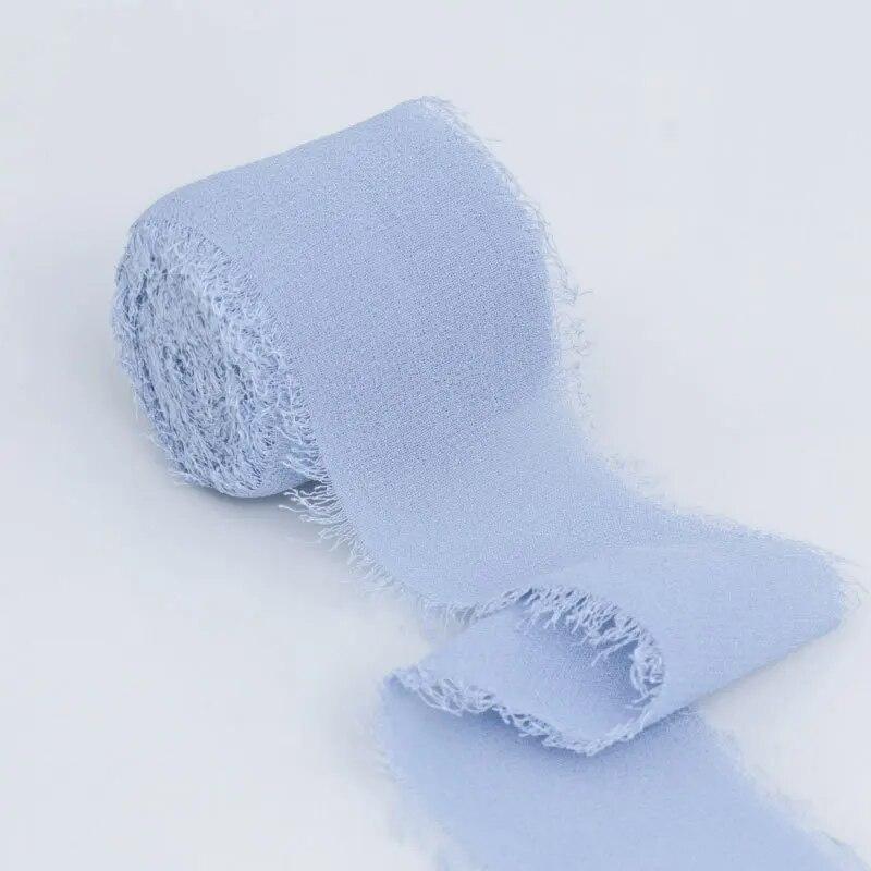 4CM*5M Handmade Frayed Edged Satin Chiffon Silk Ribbon For Wedding Invitation Wrapping Bouquets Birthday Party Decorations Gifts