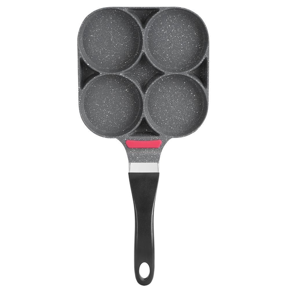 Kitchen Breakfast Pancake Cooking Pan Aluminum Frying Pan Mold for Egg Hamburger with Handle(Open