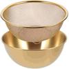 Multi-functional Stainless Steel Rice Washing Bowl - Gold Kitchen Strainer for Rice, Vegetables & Fruit - Durable and Elegant Design