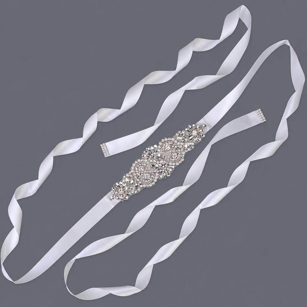 Elegant Silver Rhinestone Wedding Belt – Versatile High-End Dress Accessory for Fashion Shows and Performances