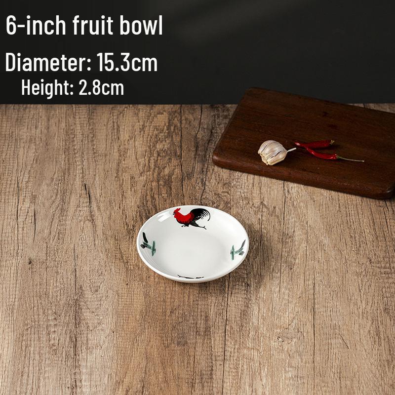 Rooster Series Traditional Oval Ceramic Fish Plate for Hotels & Restaurants