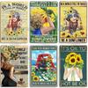 Artisian Gypsy Metal Plate Hippie Tin Plaque GIRL SUNFLOWER Decorative Sign Wall Decor Garage Bar Pub Club Hotel Kitchen Home