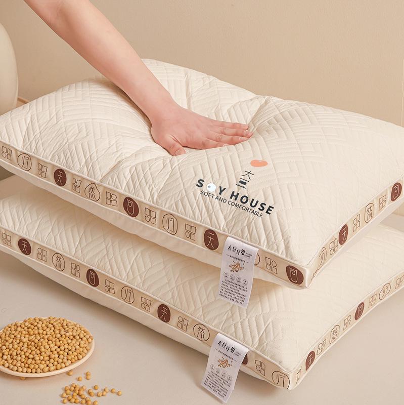 Antibacterial Soybean Fiber Neck Support Pillow for Adults - Ideal for Dormitory, Hotel, and Home Use