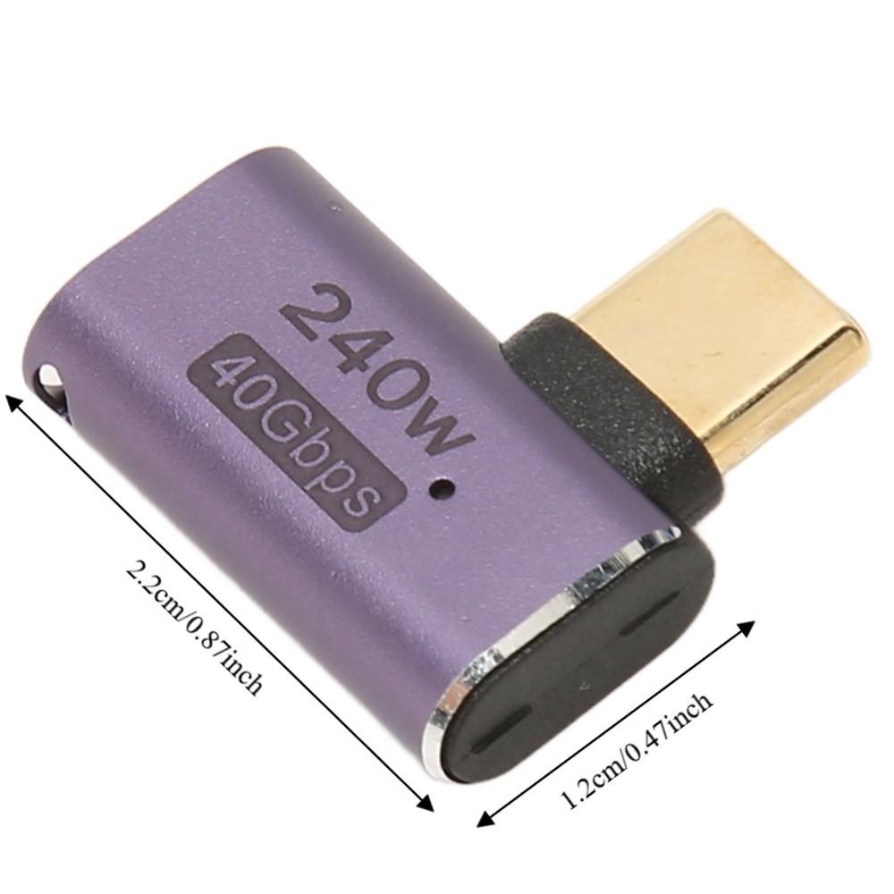 2PCS High Speed 240W Right Angle Adapter 8K 60HZ 40Gbps USB C Female to Female Adapter LED Light USB C Female Adapter Laptop