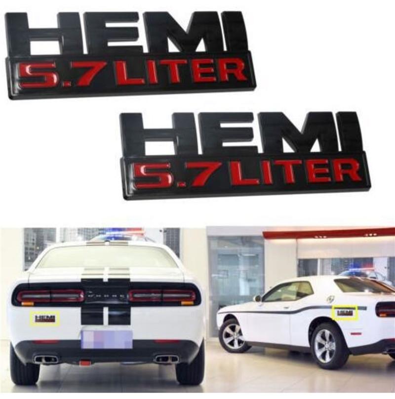 1Pc Metal Hemi 5.7 Liter Logo Badge Emblem Rear Trunk Decal Car Stickers For Charger Dart Durango Caliber Journey Accessories