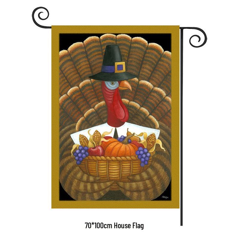 Turkey Yard Decoration Flag: Halloween Pumpkin & Thanksgiving Festival Garden Flag