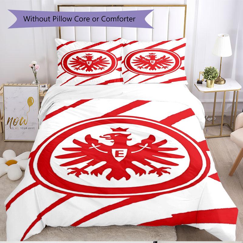 3-teiliges Bettbezug-Set (1 * Bettbezug + 2 * Kissenbezug, ohne Kern), Eintracht Frankfurt Print Weiches Ganzjahres-Bettwäscheset, Heim-Schlafzimmer-Dekoration Geschenk