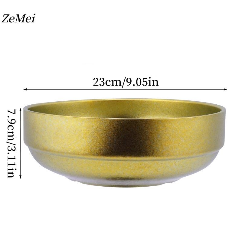 Large Size Pure Titanium Double-Wall Salad Bowl,23 Cm Home Breakfast Bowl Cheese Food Tableware,Snack Bowl Table Kitchenware