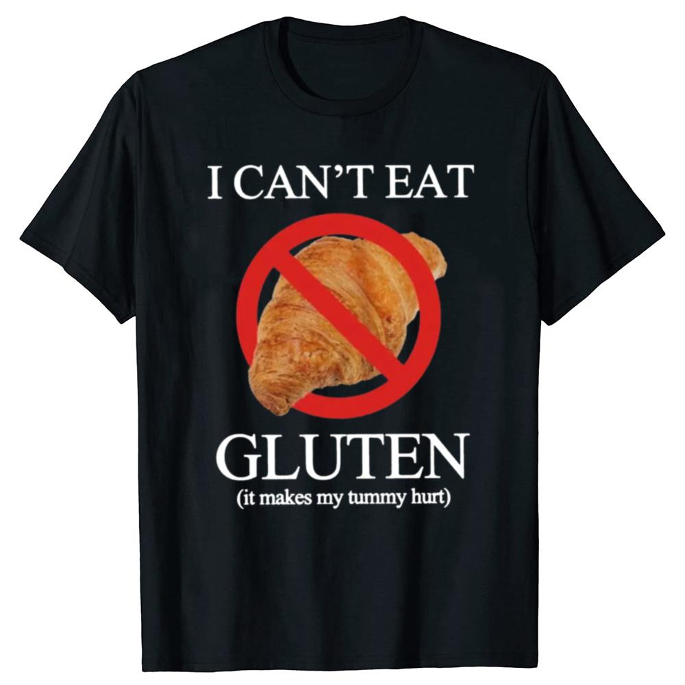 Nemohu jíst lepek Tričko Retro Gluten Meme Grafické tričko EU Velikost Bavlna Měkké Unisex O-výstřih Tričko Topy Volné Oversized