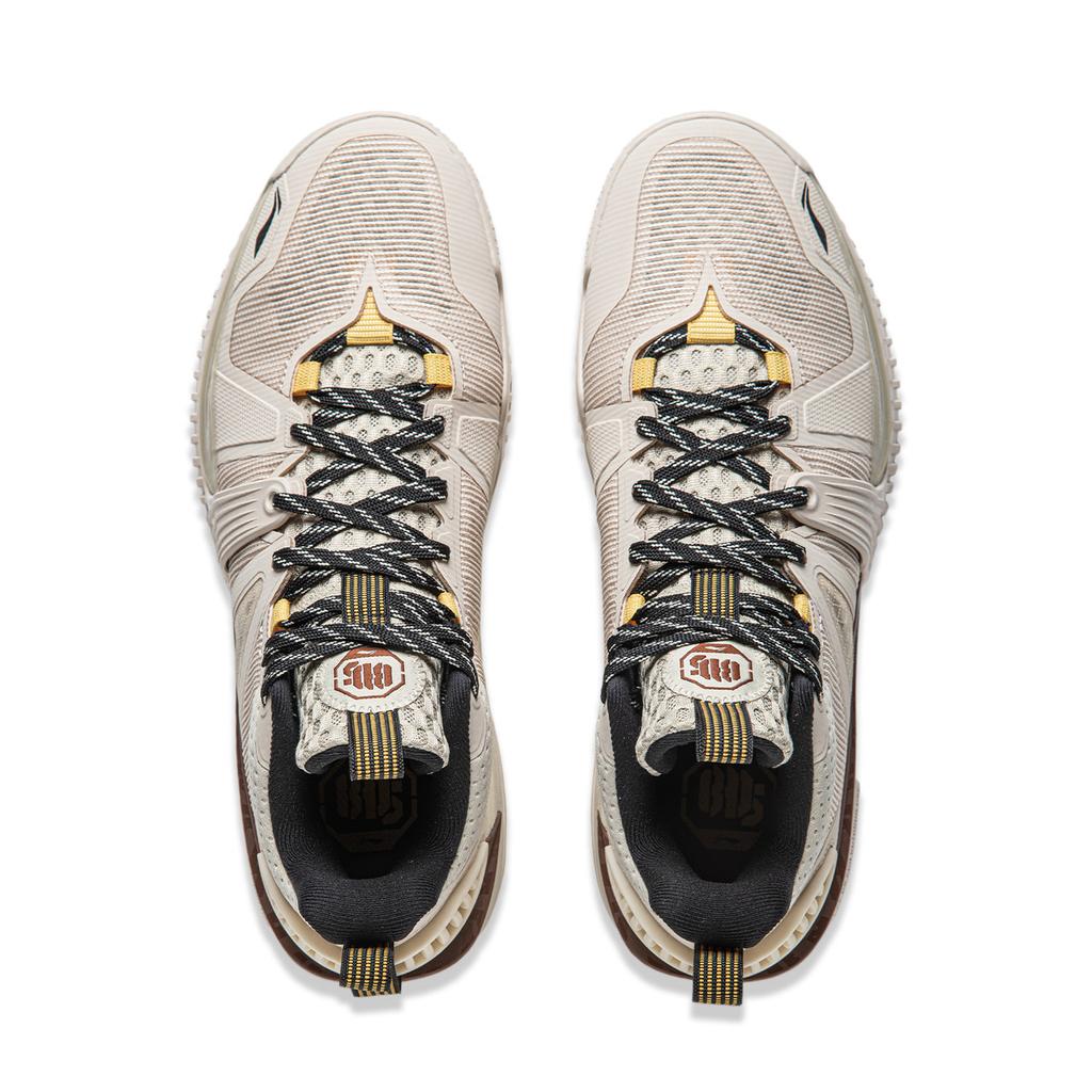 New LiNing Cushioning Rebound Breathable Lightweight Mid Top Basketball Shoes Men's Khaki ABFU017-4