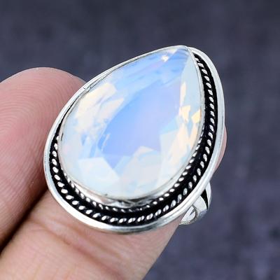 Natural Milky Opal Gemstone Handmade 925 Steling Silver Gift Ring Size 7.5 j2R60