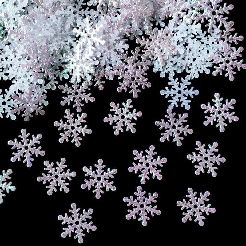 

300pcs/bag 2cm Christmas Snowflakes Confetti Artificial Fake Snowflake Patch Xmas Tree Ornaments for Home Party Decor Supplies 300pcs