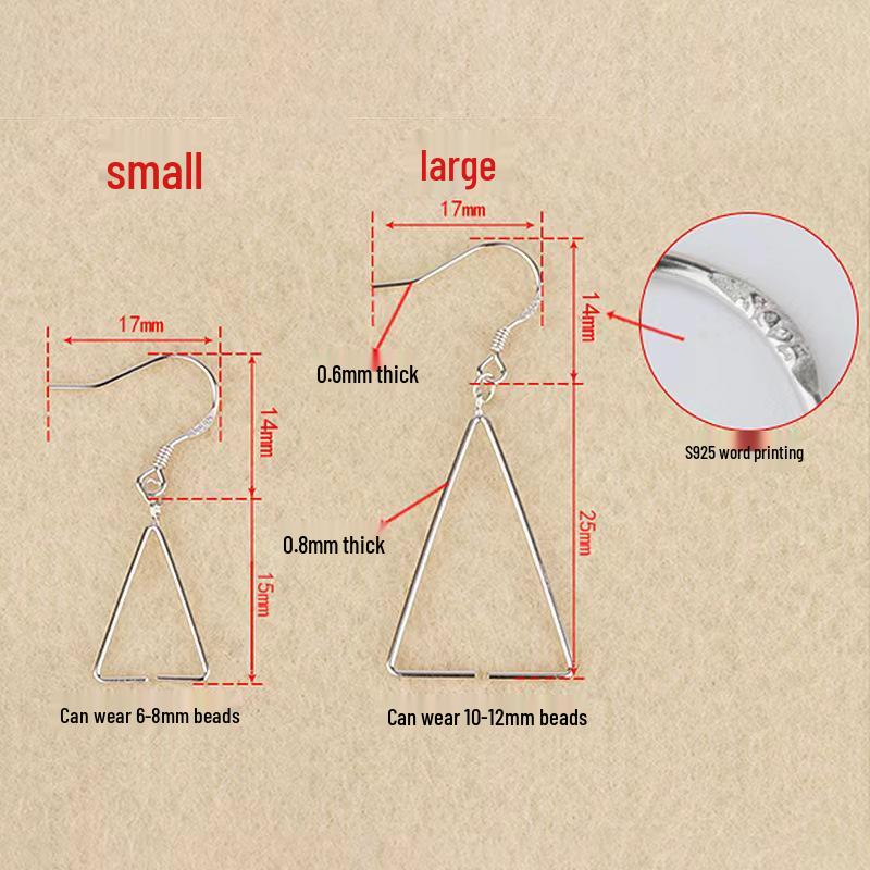 Tingxiang S925 Sterling Silver Triangle Bead Earring Hooks - Women's Simple Empty Settings Jewelry