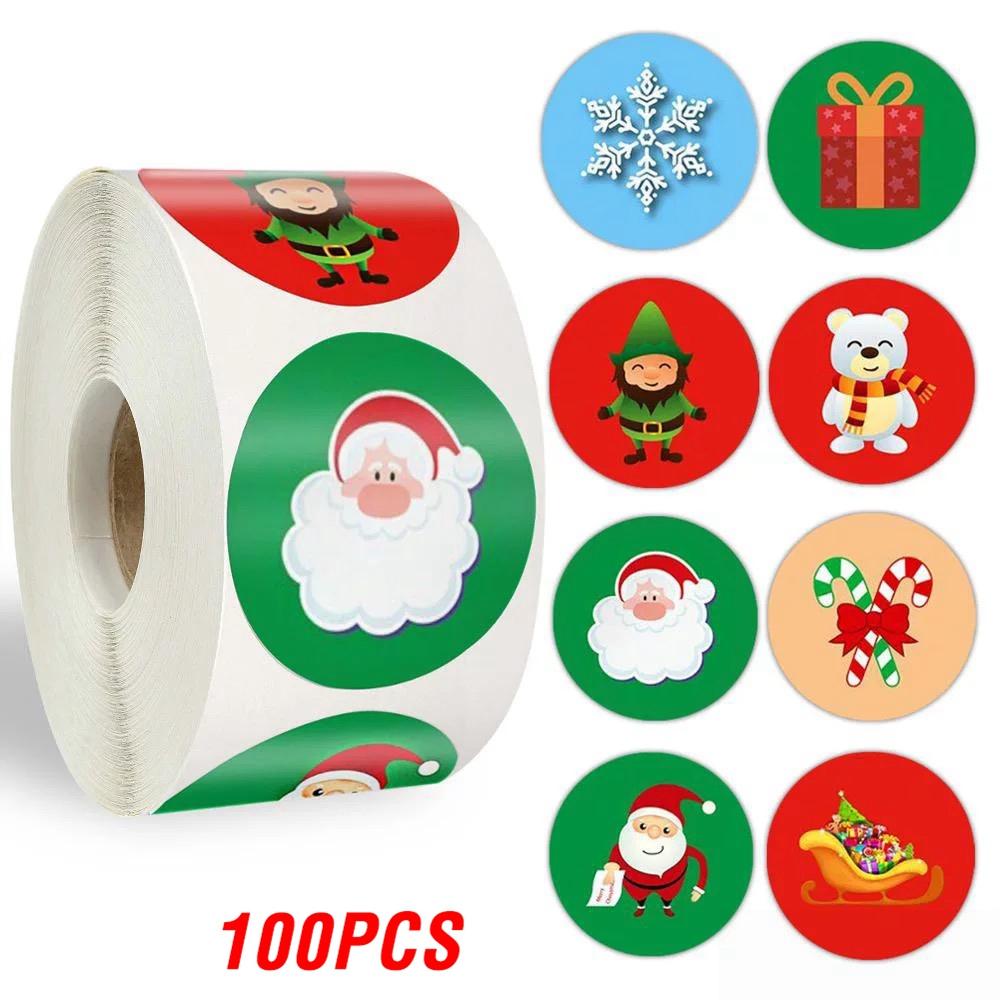 

100-500pcs Merry Christmas Sticker Holiday Party New Year Decoration Gift Box Seal Sticker Baking Label Packaging Sticker