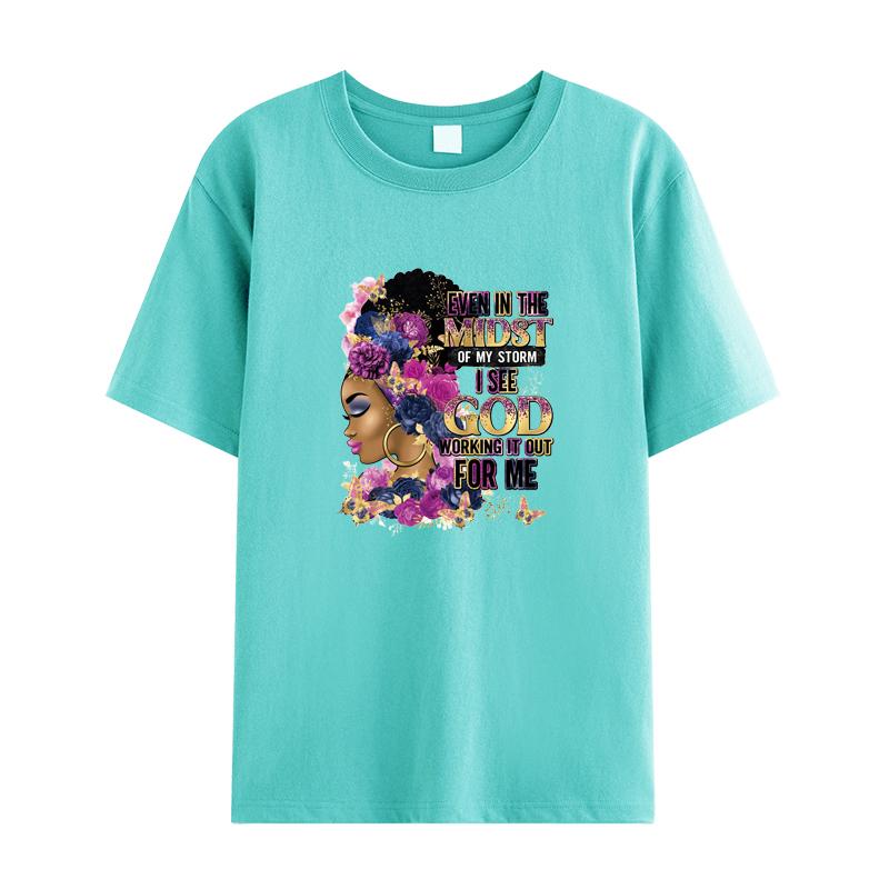 Iron On Patches Afro Woman Clothes Stickers T-Shirt Diy Parches Ropa Heat Press Appliqued Hoodies Stripe Thermo Transfer