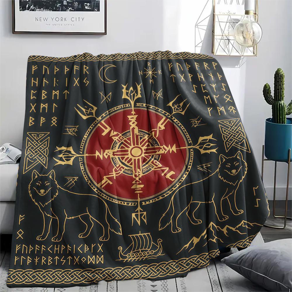 Viking animal snake Print Flannel Blanket High quality Comfortable for All Seasons Home Decor Warmth and Comfort Perfect for Christmas Gifts