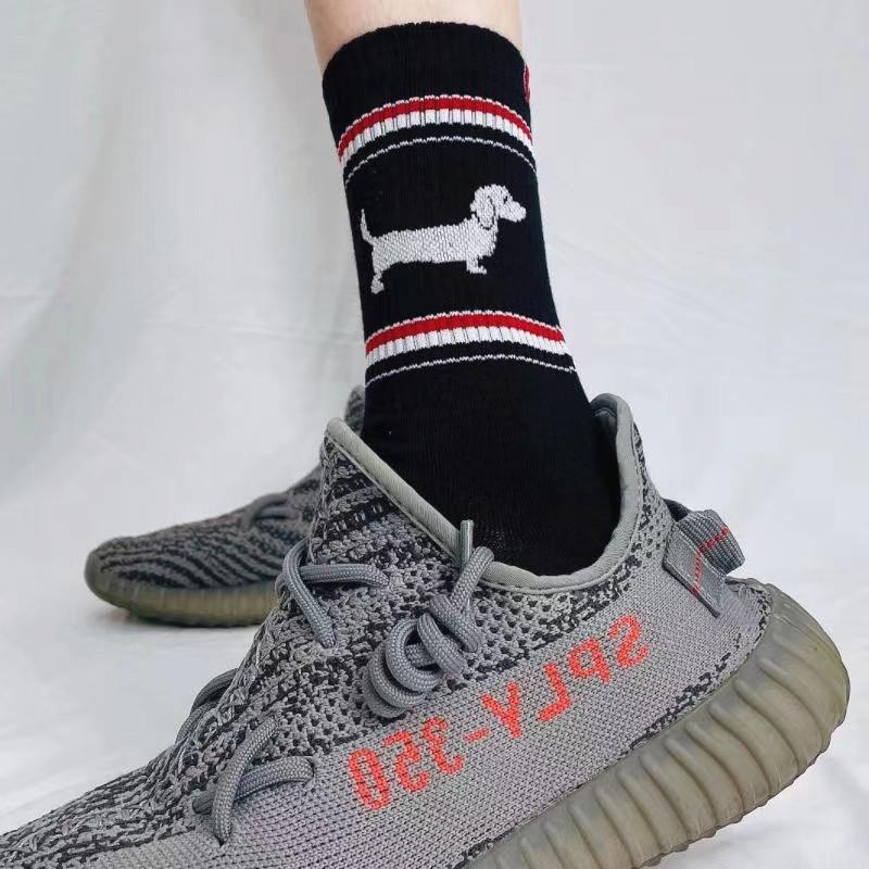 

Trendy Brand Tb Puppy Mid-Leg Socks Trendy Classic Striped Socks Black, White And Gray Personality Cartoon Pure Cotton Socks One size fits all чорний