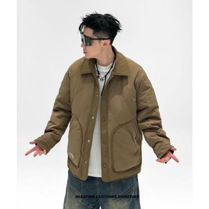 

Korean high-end lapel jacket down jacket men s winter 2025 new trend business casual warm jacket padded clothes 4XL хаки