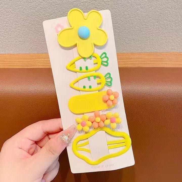 6Pcs/Set Colorful Flower Hair Clips Korean Cloud Cute Cartoon Girls Hairpins Sweet Baby BB Clip Barrettes Kids Hair Accessories