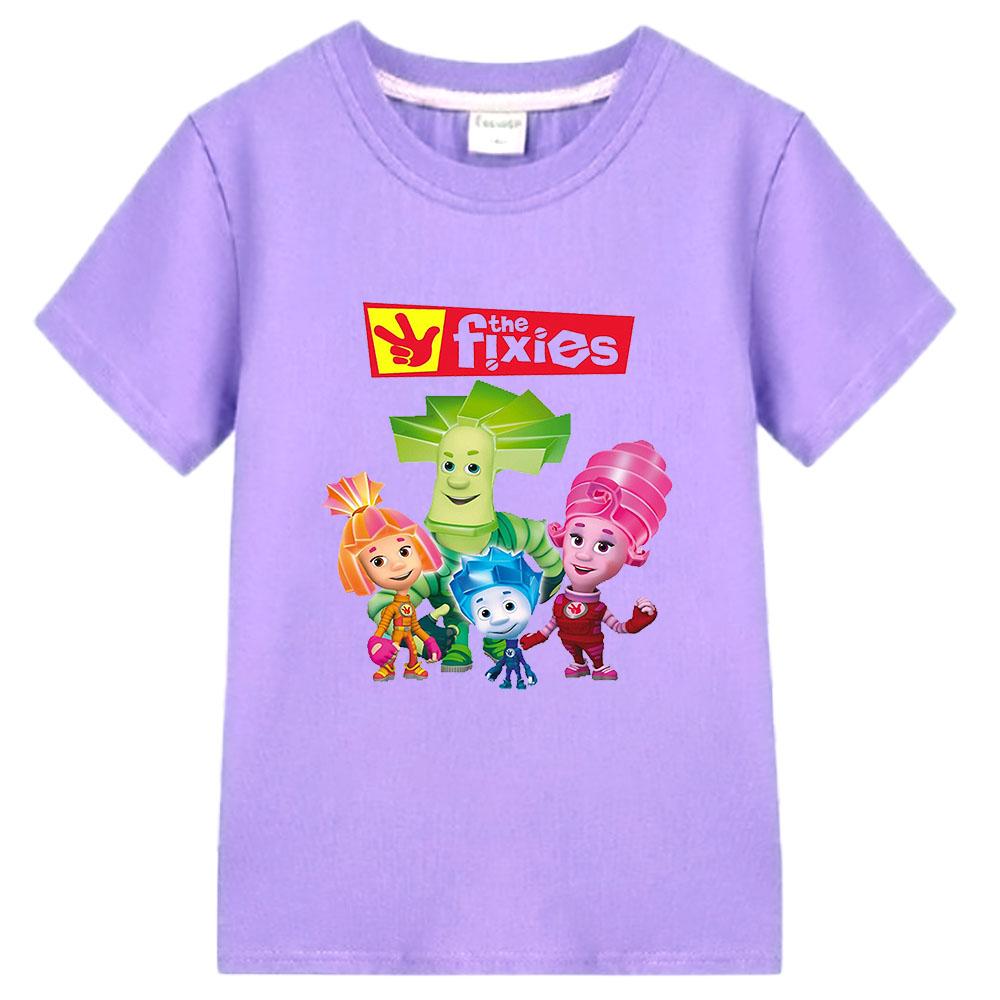 The Fixies Cartoon Boys and Girls 100%Cotton T-shirt Anime Print Short Sleeves Sports Comic Kids Clothing Toddler Tees for Summer Funny T-shirt