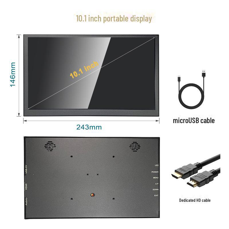 Tragbarer 10-Zoll-LCD-Touch-Monitor mit 7-Punkt-Touch, IPS-Panel und schlankem Design