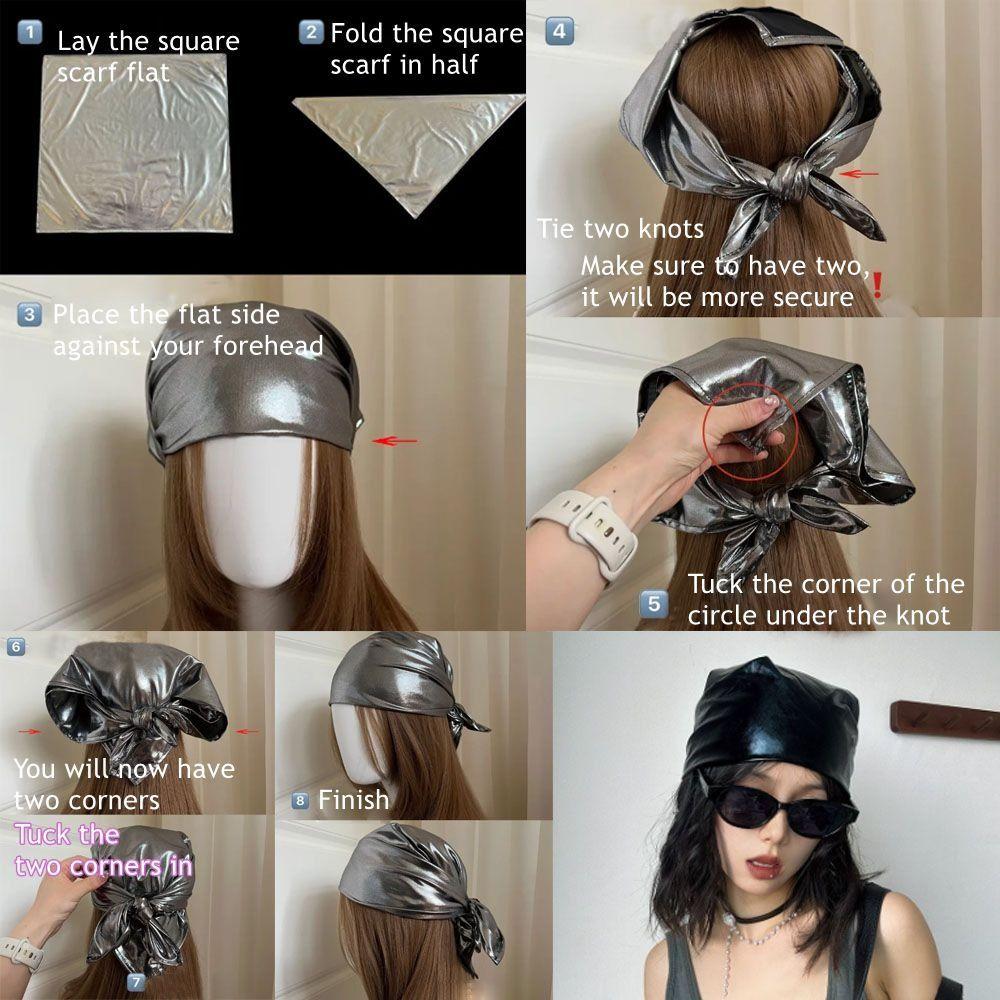 Y2K Square Scarf Versatile Hip-hop Kerchief New Headscarf Hat Women Girls