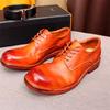 Fashion Men's Handmade Goodyear Sewn Derby Formal Shoes Soft Genuine Leather Round Toe Comfortable Non-Slip Casual Shoes