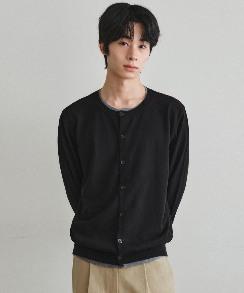 Wednesday Oasis Washable Double Layered Round Cardigan_Black(Wc26Kn28)