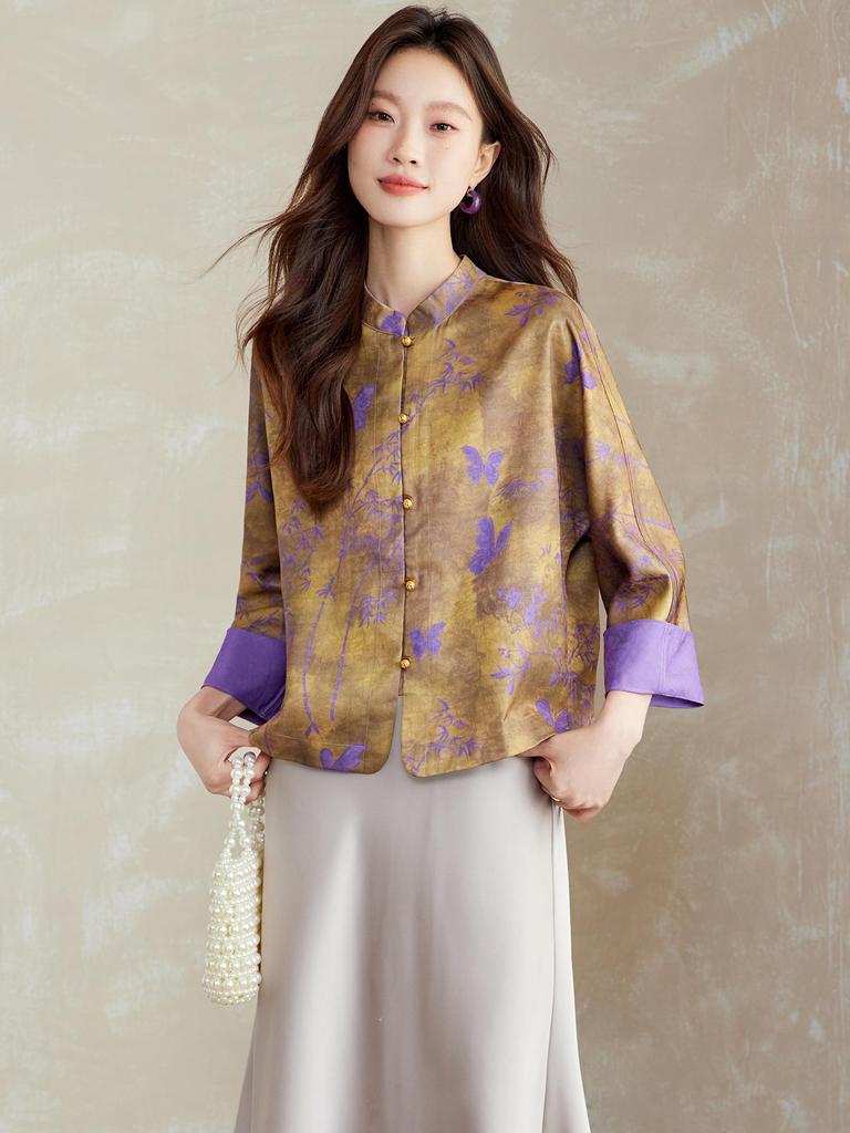 Autumn 2025 Women's Chinese Style Tang Suit Song Brocade Jacket with Frog Buttons