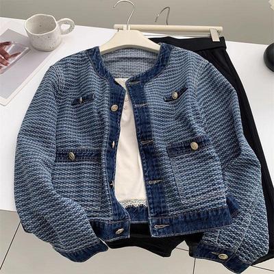 ZOSOUL Damen Jeansjacke im Tweed-Stil