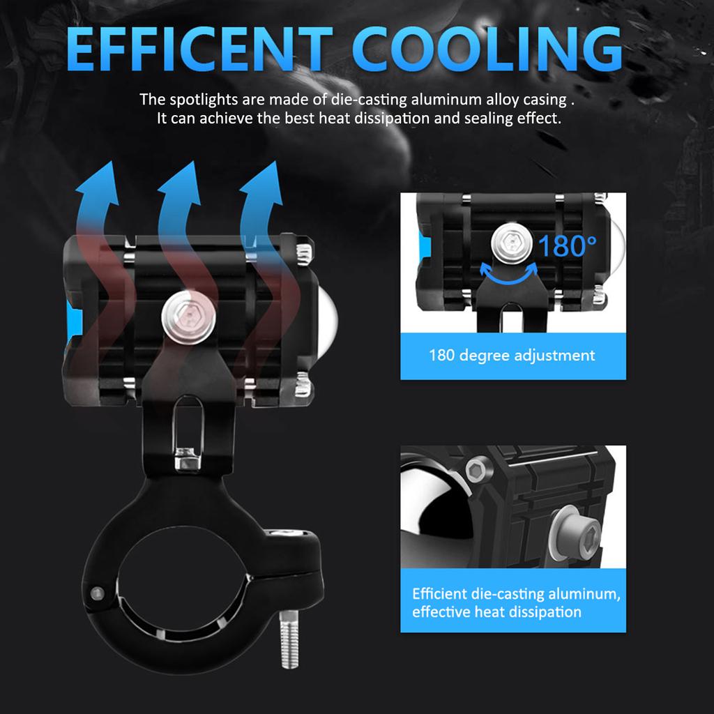 Motorcycle Spotlight Motorcycle LED Driving Lights 2pcs 12000LM 120W IP67 Waterproof Motorcycle