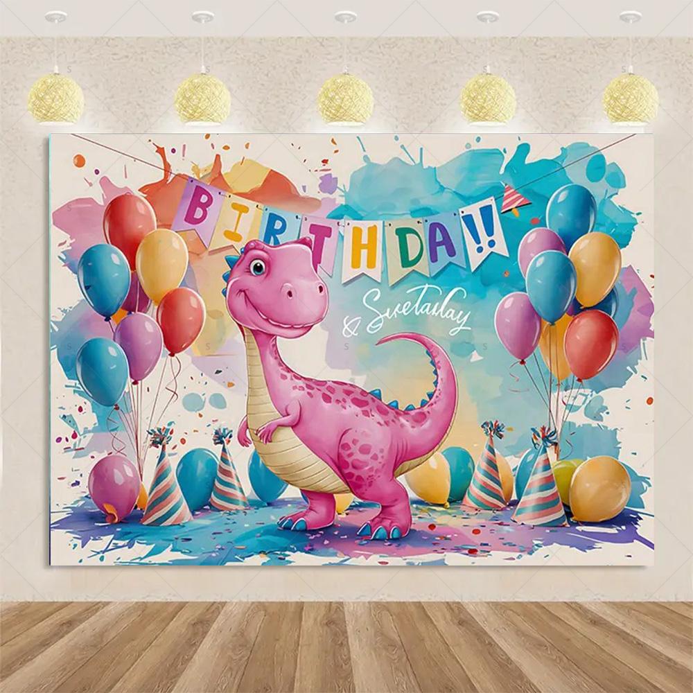 

Cartoon Dinosaur Kid Birthday Party Decoration Jungle Animal Background Banner Jurassic World Woodland Backdrop For Baby Shower 120X90CM