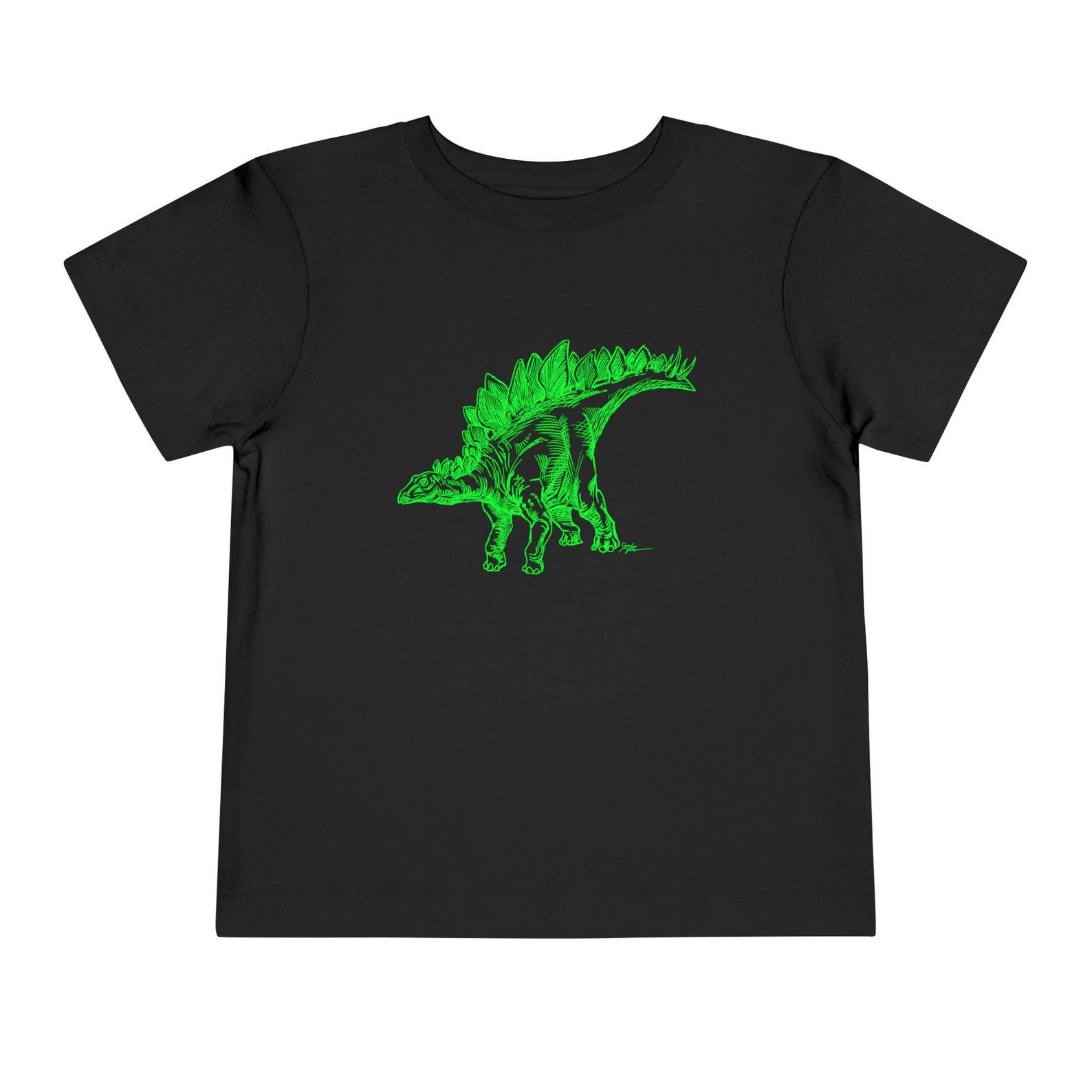 Green Stegosaurus Illustration Toddler Tee | Dinosaur Shirt S
