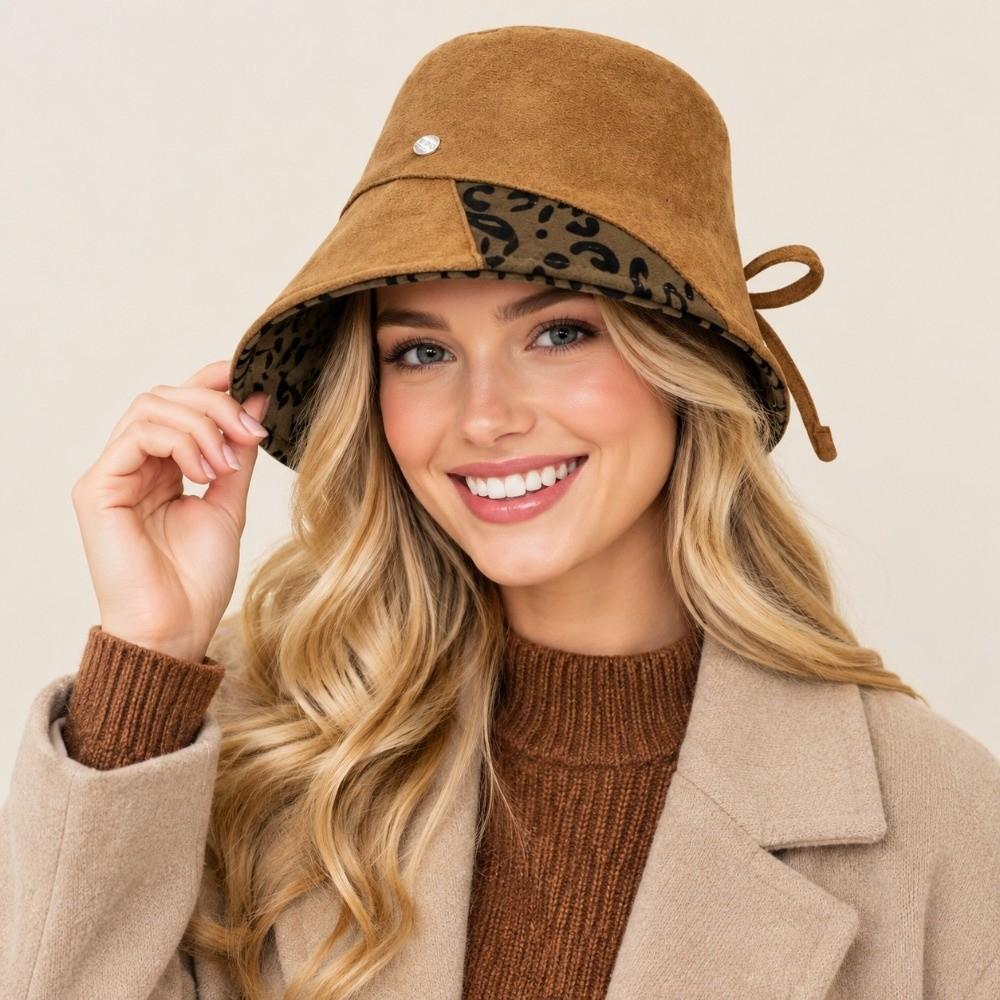 Autumn Winter Bucket Hats Leopard Print Fisherman Cap Fashion Basin Cap for Women