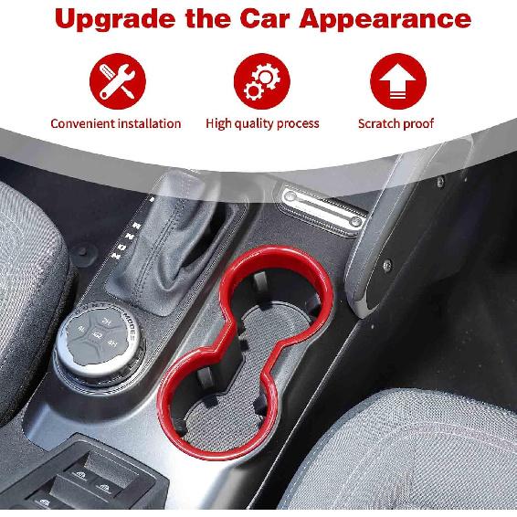 for Bronco Front Cup Holder Trim Cover Red for Ford Bronco 2024 up Red Interior Accessories
