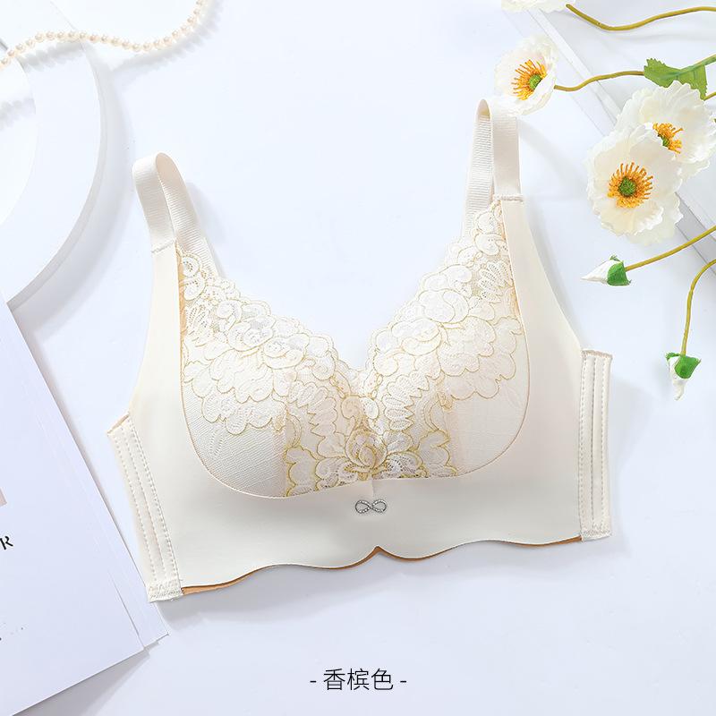 French gold thread lace gathering anti-sagging temperature underwear without steel ring upper support sub-breasts non-marking bra cover