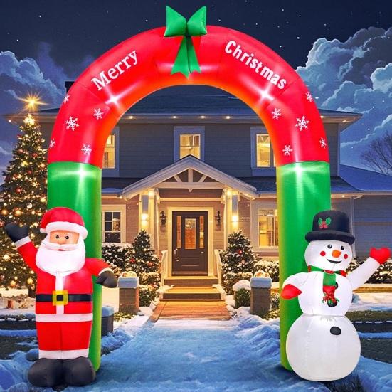 Inflatable Christmas Snowman Outdoor Decoration with LED Light Large Blow Up Snowman with Black Hat for Outside Yard Garden Lawn Party Decor