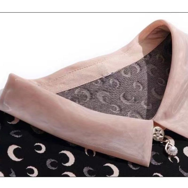 Frühling Herbst Polo Kragen Langarm T-shirt frauen Lose Mom Bodenbildung Shirt Neue Floral Top M-5XL